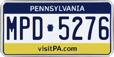 PA license plate MPD5276