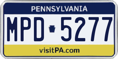 PA license plate MPD5277