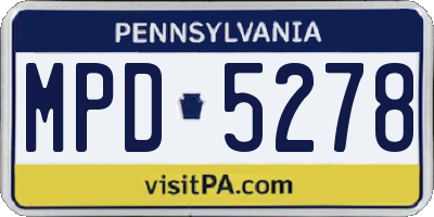 PA license plate MPD5278
