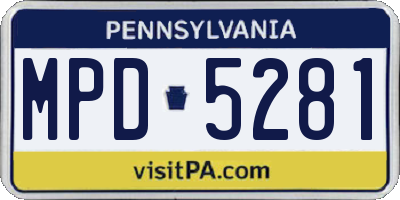 PA license plate MPD5281