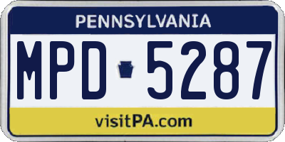 PA license plate MPD5287