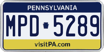 PA license plate MPD5289