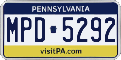 PA license plate MPD5292