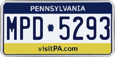 PA license plate MPD5293