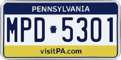 PA license plate MPD5301