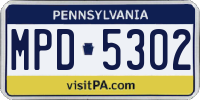 PA license plate MPD5302