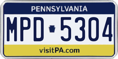 PA license plate MPD5304
