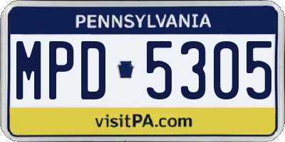 PA license plate MPD5305