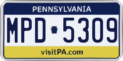 PA license plate MPD5309