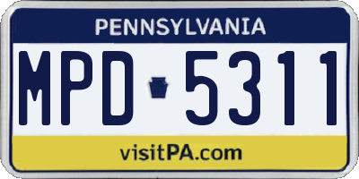 PA license plate MPD5311