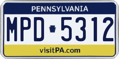 PA license plate MPD5312
