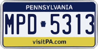 PA license plate MPD5313