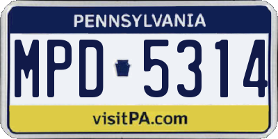 PA license plate MPD5314