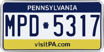PA license plate MPD5317