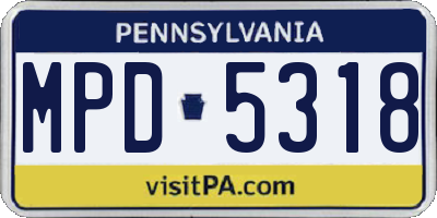 PA license plate MPD5318