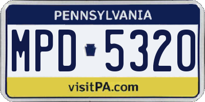 PA license plate MPD5320