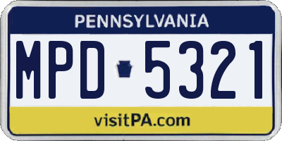 PA license plate MPD5321