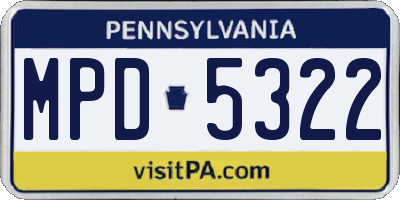 PA license plate MPD5322