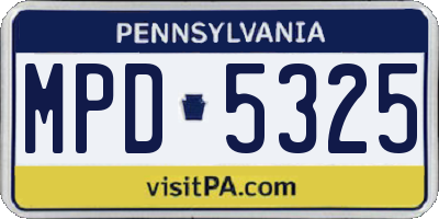 PA license plate MPD5325