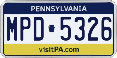 PA license plate MPD5326