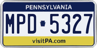 PA license plate MPD5327