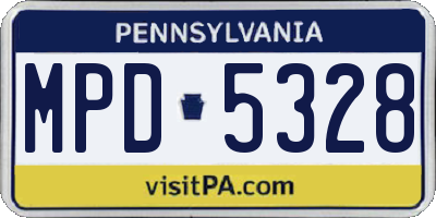 PA license plate MPD5328