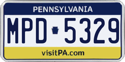 PA license plate MPD5329