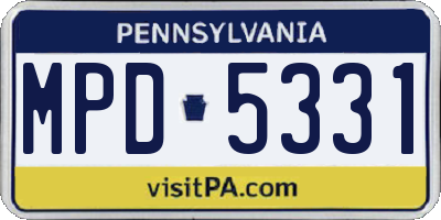 PA license plate MPD5331