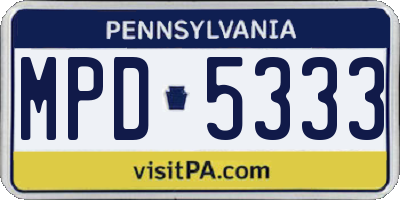 PA license plate MPD5333