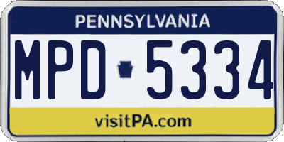 PA license plate MPD5334