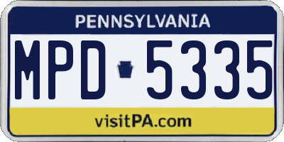 PA license plate MPD5335