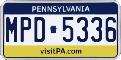 PA license plate MPD5336