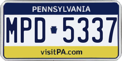 PA license plate MPD5337