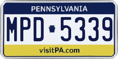 PA license plate MPD5339