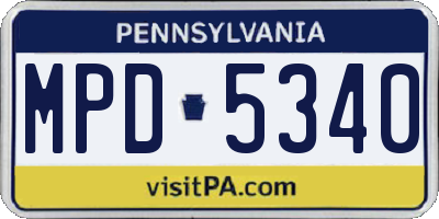PA license plate MPD5340