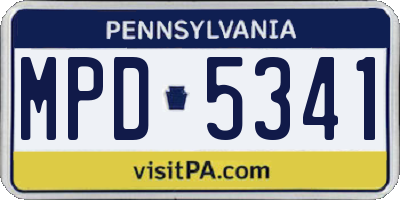 PA license plate MPD5341