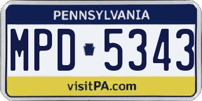 PA license plate MPD5343