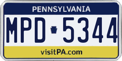 PA license plate MPD5344