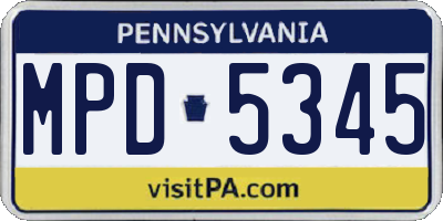 PA license plate MPD5345