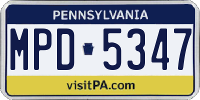 PA license plate MPD5347
