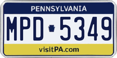 PA license plate MPD5349