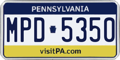 PA license plate MPD5350