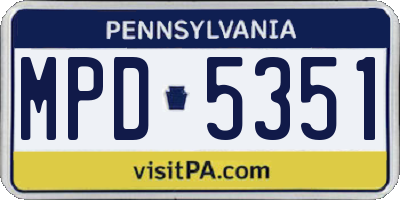 PA license plate MPD5351