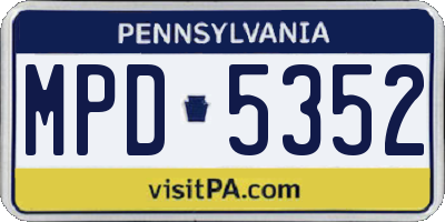 PA license plate MPD5352