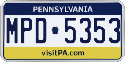 PA license plate MPD5353