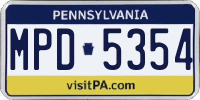 PA license plate MPD5354