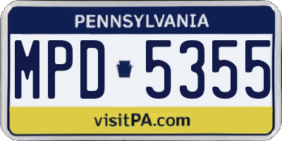 PA license plate MPD5355