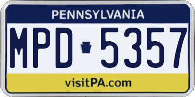 PA license plate MPD5357