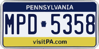 PA license plate MPD5358