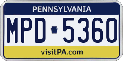 PA license plate MPD5360
